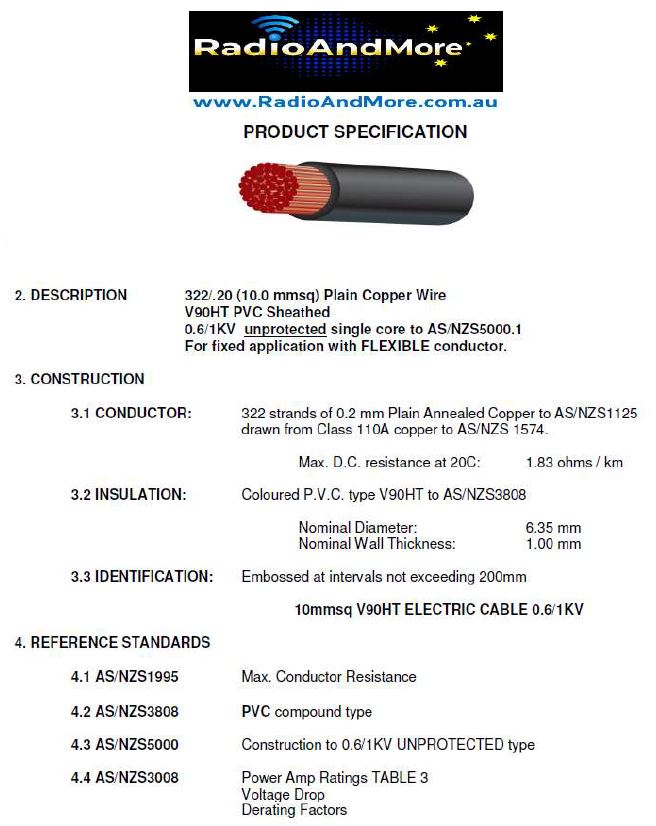 10mm "Black in Colour" Power Cable - Sold Per 100 Meter Roll