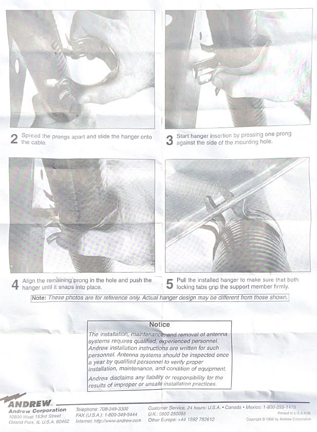No3 Stainless Steel Cable Support Kits - Cable Hangers - Grips - Andrews 206706-2