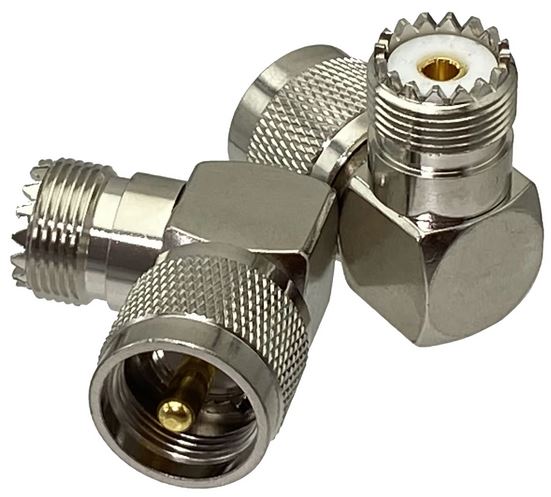 Coax Plug UHF-Female (S0239) to UHF-Male (PL259) Right Angle Adaptor #54