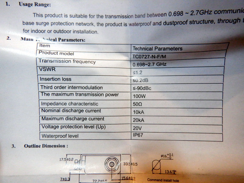 Antenna Lightning Arrestor - Surge Protector