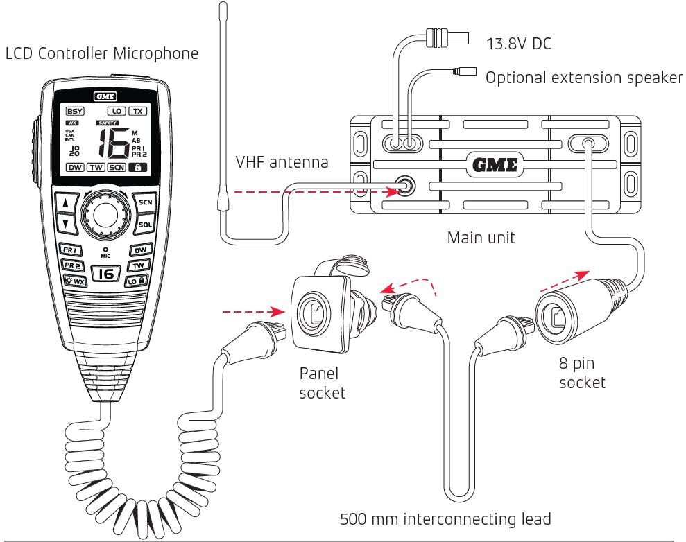 Marine Radio - GME GX750B "BLACK" - VHF Marine Radio