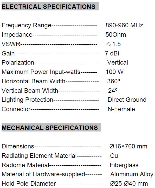 7dBi Base Antenna 915Mhz LoRa Base Antenna - LPWAN