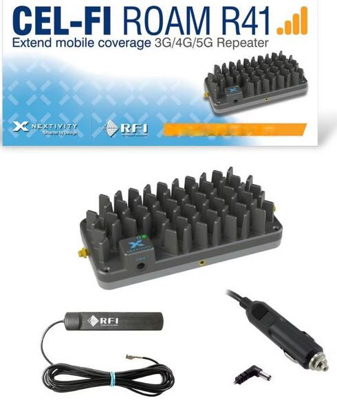Mobile Phone Booster Device RFI R41 + Indoor Antenna + 12Volt Gigarette Plug