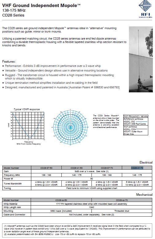 VHF Ground Independent 148-175Mhz Mobile Antenna