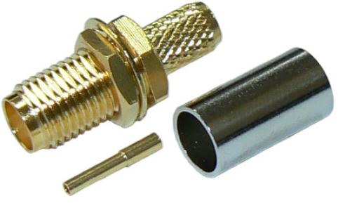 Coax Plug Crimp/Solder SMA-Female Bulkhead/Panel Mount For RG58 Cable #35