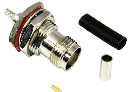 Coax Plug Crimp TNC Female to RG58 Cable Panel Mount