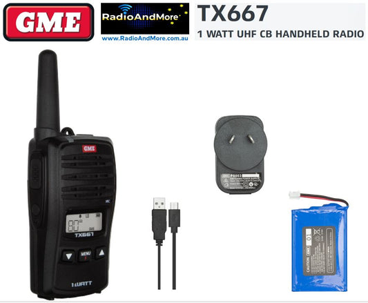UHF CB - GME TX667-1Watt Handheld Portable Radio - 476-477Mhz