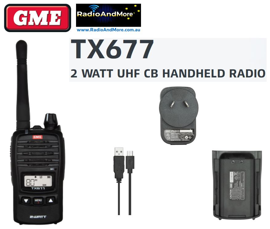 UHF CB - GME TX677 2Watt Handheld Portable Radio - 476-477Mhz