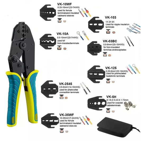 Connector Crimp Tool Kit, 8 x Diffrent Jaws