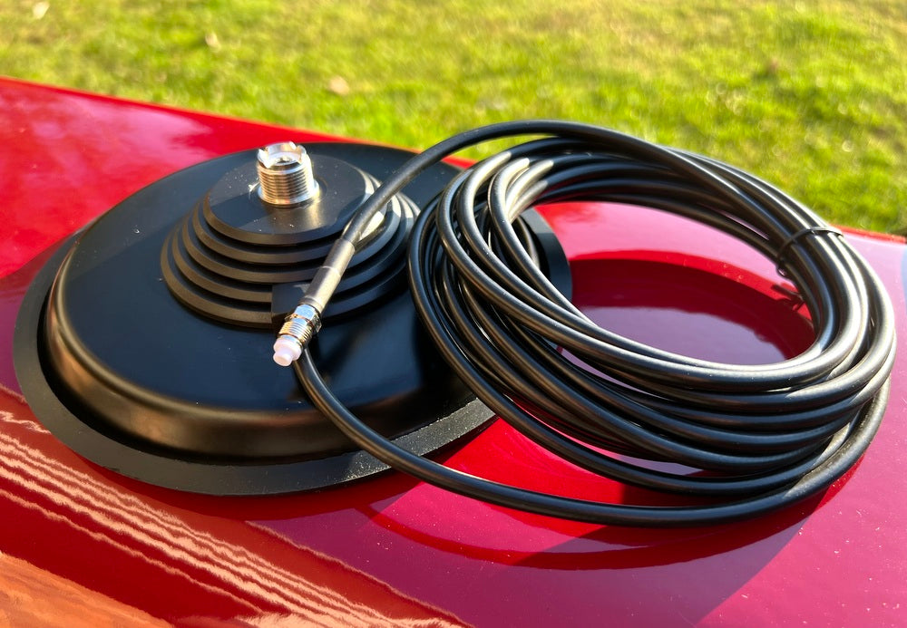 175mm Round Antenna Magenetic Base Mount, Lead, Plug and Adaptor