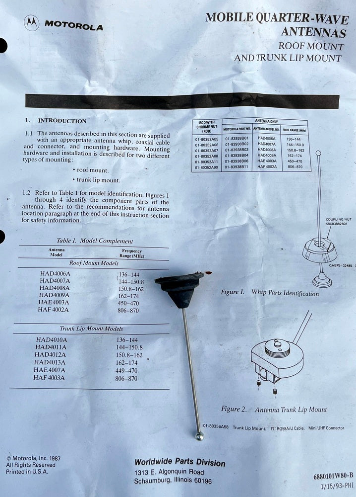Mobile Antenna - Missing Parts 2nd - New Old Stock