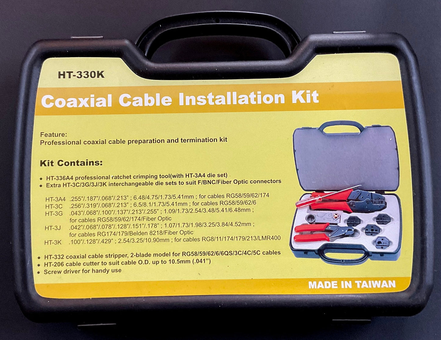 Connector Tool Kit For All Coax Plugs - RF Crimp Tool Kit