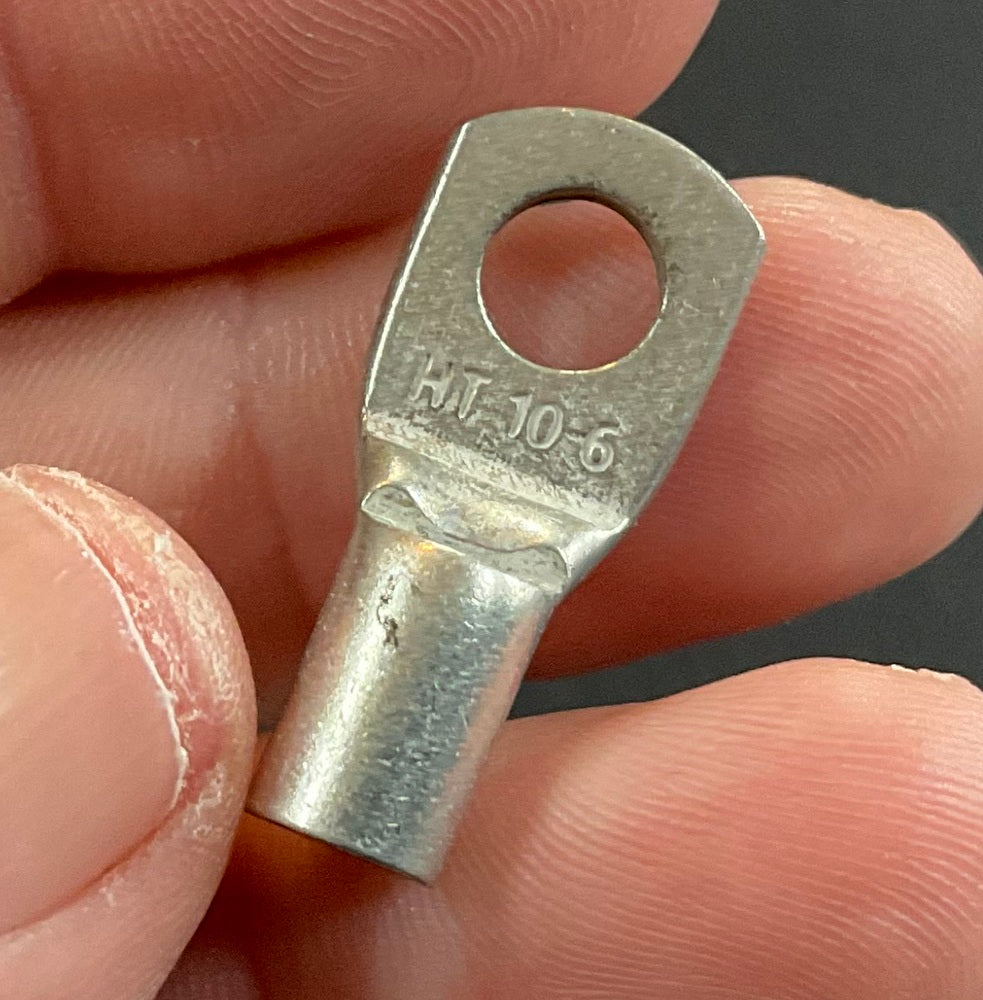 10mm Cable x 6mm Hole Power Cable Lug - Sold As A Pack Of 10 Lugs