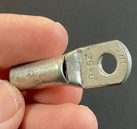 25mm Cable x 6mm Hole Power Cable Lug - Sold As A Pack Of 10 Lugs