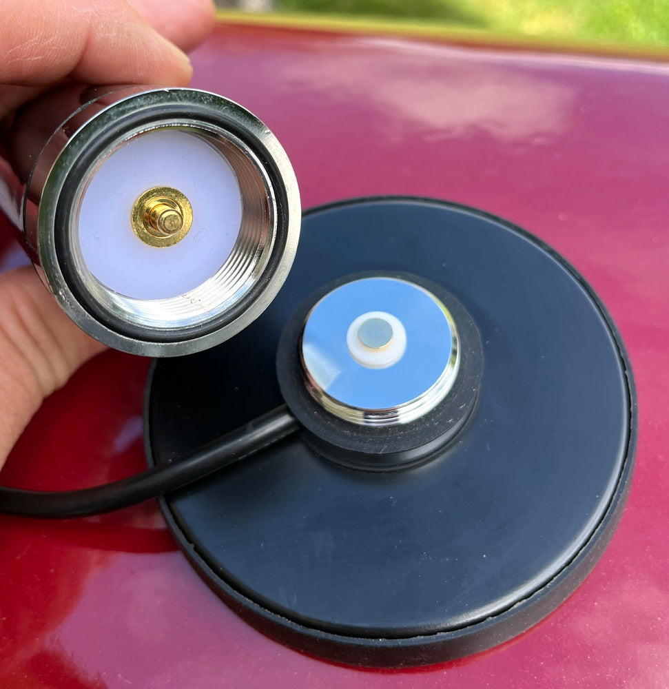 Dual Band 144 & 430Mhz Low Profile Antenna Complete with 90mm Magnetic Base, Lead, Plug and Adaptor