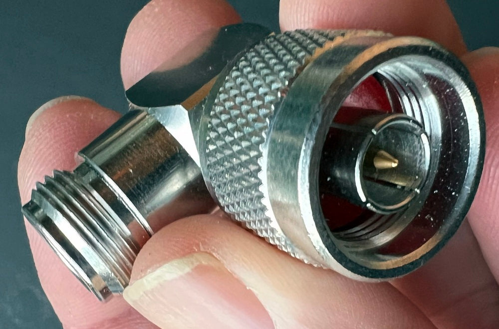 N Type Male to N Type Female Right Angle - Adapter Coax Plug