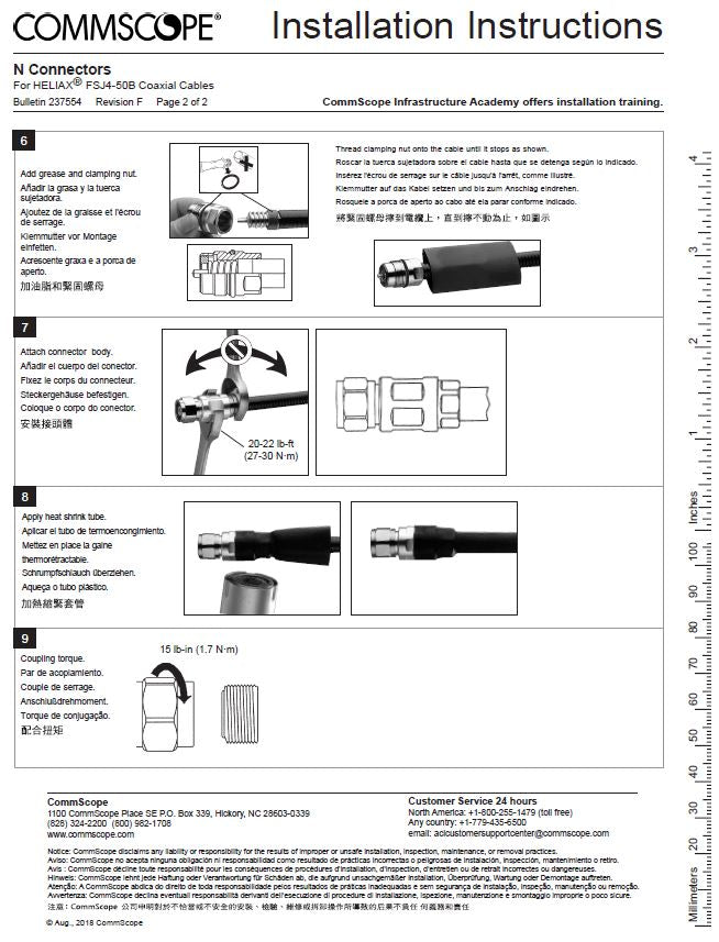 N-Type Male FSJ4-50 Heliax Coax Plug Super Flex Cable