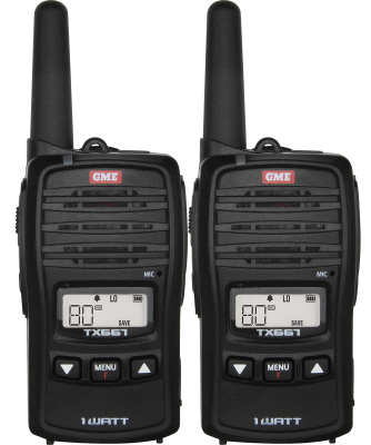 UHF CB - GME TX667TP-1Watt "TWIN PACK" Handheld Portable Radio - 476-477Mhz