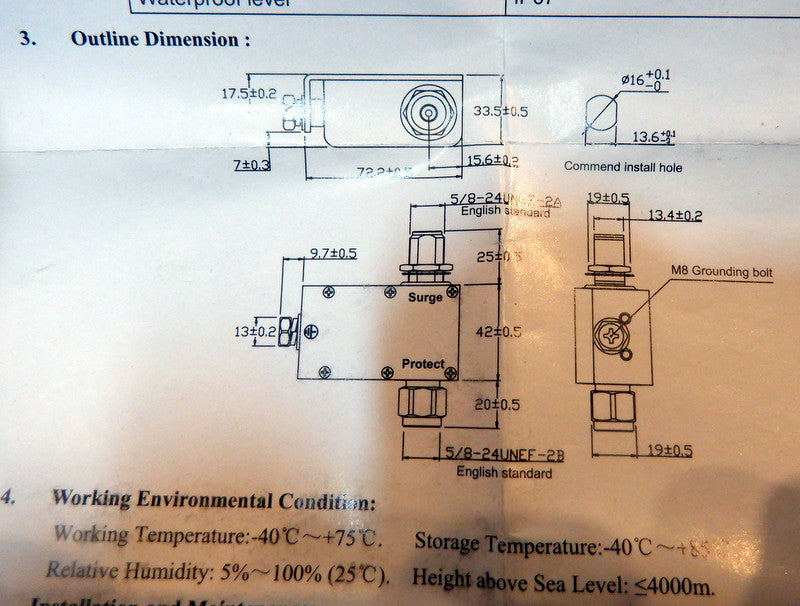 Antenna Lightning Arrestor - Surge Protector - W1001